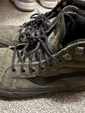 Vans women's High-Top Sneakers in Olive Green with Black Accents